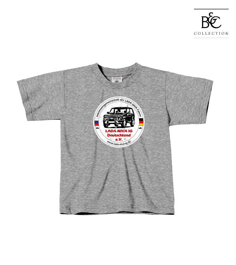 B&C Kinder T-Shirt Sports Grey "Uwe Frontprint"